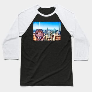 New York City Binoculars on Top of The Rock Observation Platform Baseball T-Shirt